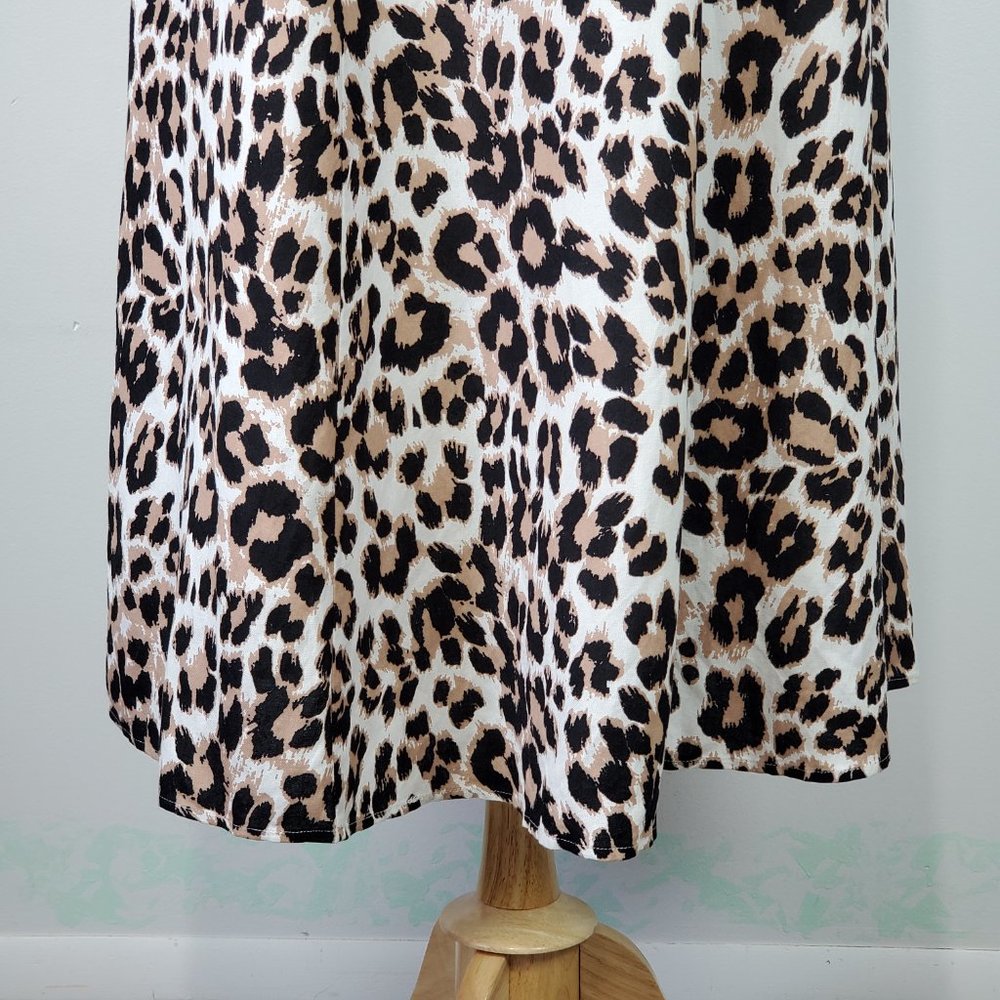 Ashley Stewart Linen Blend Animal Print Square Neck Dress With Pockets Size 14 - Picture 4 of 16